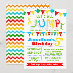 Invitation Jump anniversaire trampoline bonjour maison