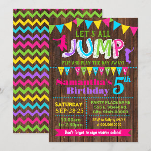 Invitation Jump anniversaire trampoline bonjour maison rose f