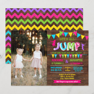 Invitation Jump anniversaire trampoline combiné rose