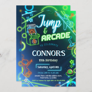 Invitation Jump Arcade Neon Glow Anniversaire