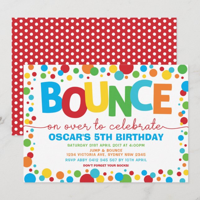 Invitation Jump Birthday Bounce House Trampoline Party (Devant / Derrière)