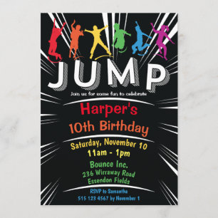 Invitation Jump Bounce Trampoline fête d'anniversaire