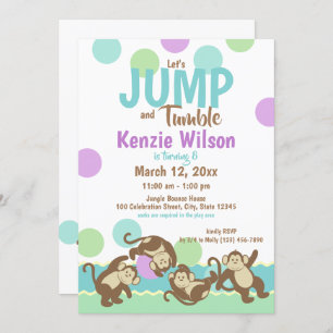 Invitation Jump et Tumble Monkey fête d'anniversaire