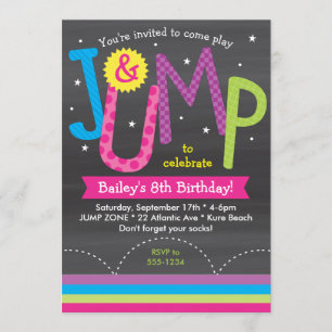 Invitation Jump Fille Anniversaire Coup De Pink Purple