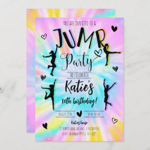 Invitation Jump Girl Tie Dye fête d'anniversaire
