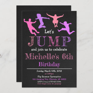 Invitation Jump Gymnastique Flip Chalkboard Girl Anniversaire