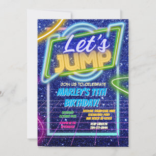 Invitation Jump Party Bounce Neon Trampoline Park