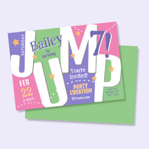 Invitation Jump Party Cute Girls Pastel Printemps Anniversair