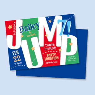 Invitation Jump Party mignonne Red & Blue Boy Anniversaire