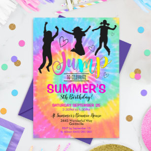 Invitation Jump Party Tie Dye Invitation Bounce