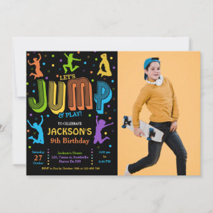 Invitation Jump Photo Anniversaire Trampoline Party