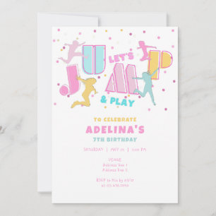Invitation Jump & Play Trampoline Bounce House Girl Anniversa