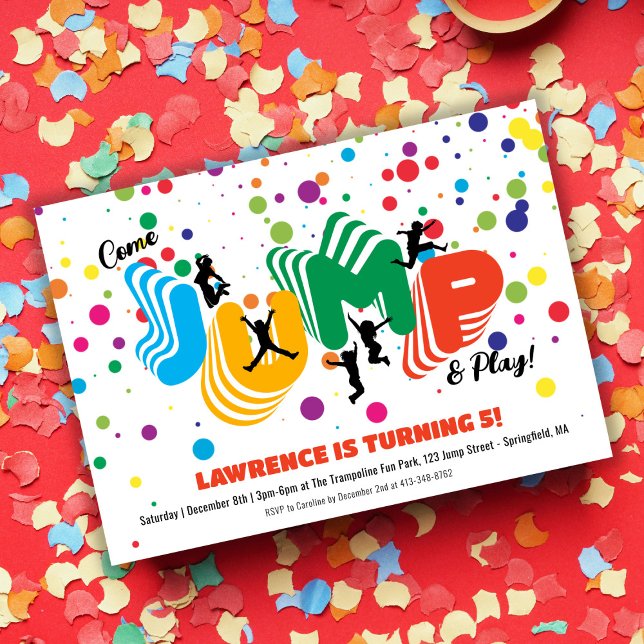 Invitation Jump Play Trampoline Park Party Anniversaire de en (Jump Play Trampoline Park Party Kids Birthday Invitation)