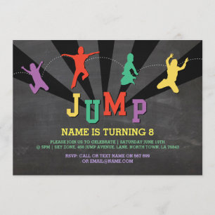 Invitation Jump Trampoline Birthday Party Red Boys