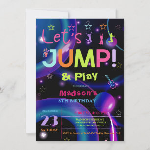 Invitation Jump Trampoline Colorée fille fête d'anniversaire