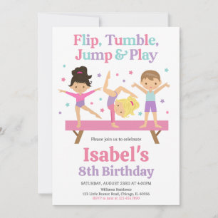 Invitation Jump Tumble Gymnastique anniversaire