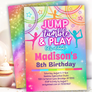 Invitation Jump Tumble & Play Rainbow Gymnastique Anniversair