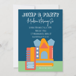 Invitation Jumping Bouncing Party Bounce House Anniversaire