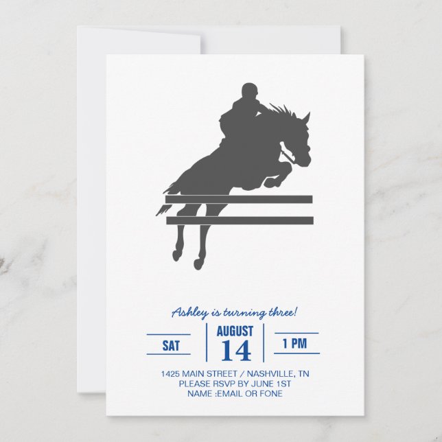 Invitation Jumping horse silhouette - Choose background color (Devant)