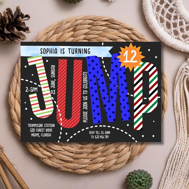 Invitation Jumping kids trampoline birthday (Créateur téléchargé)