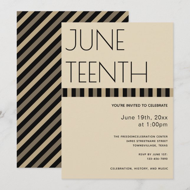 Invitation Junetdix Brown Tan Black Freedom verticale (Devant / Derrière)