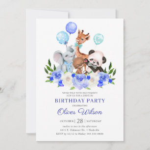 Invitation Jungle Animal Safari Boy Drive Par Anniversaire