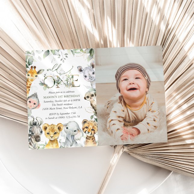 Invitation Jungle Animals, Safari, Wild One, First Birthday (Créateur téléchargé)