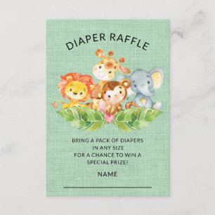 Invitation Jungle Animaux Baby shower Déchets Raffle Ticket