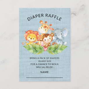 Invitation Jungle Animaux Baby shower Déchets Raffle Ticket