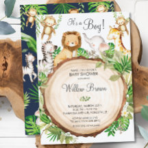 Jungle Animaux Baby shower Verdure Safari Garçon