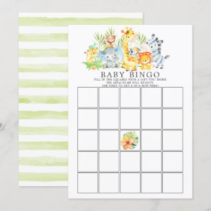 Invitation Jungle Animaux BINGO Baby shower Jeu