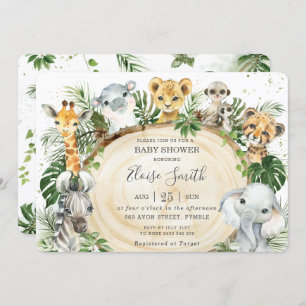 Invitation Jungle Animaux Safari Baby shower De Verdure En Bo