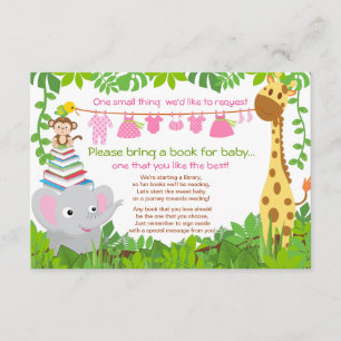 Invitation Jungle Animaux Safari Baby shower fille Livre