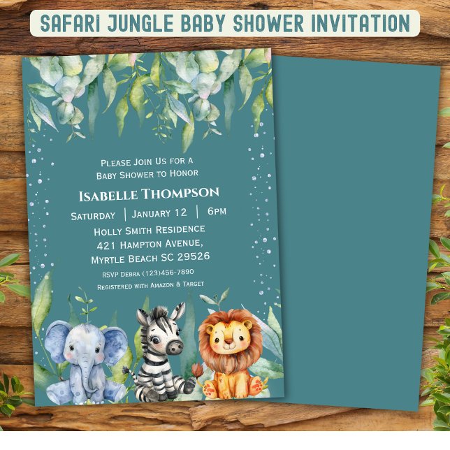 Invitation Jungle Animaux Safari Baby shower Genre Neutre (Créateur téléchargé)