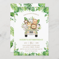 Jungle Animaux Safari Voiture Verdure 1er annivers