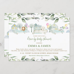 Invitation Jungle Animaux Voitures La verdure Le Baby shower
