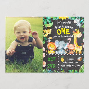 Invitation Jungle Baby Boy First Birthday Safari ZOO
