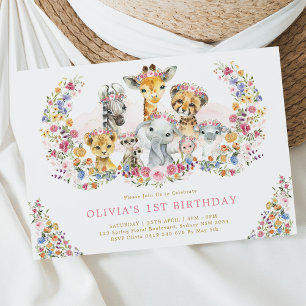 Invitation Jungle colorée Animaux sauvages Fleur sauvage Anni