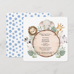 Invitation Jungle de verdure tendance Safari Animaux Baby Sho