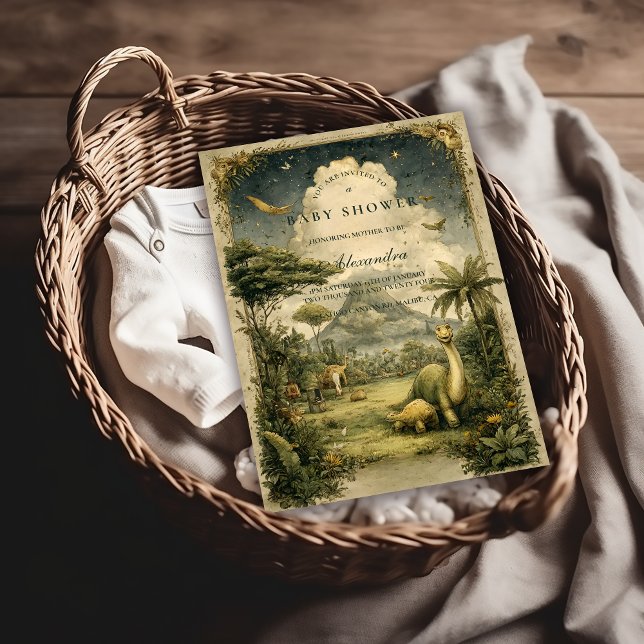 Invitation Jungle Dinosaur Baby Shower (Créateur téléchargé)
