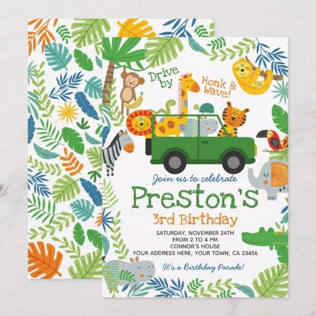 Invitation Jungle Drive By (Devant / Derrière)