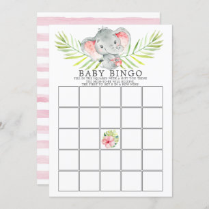 Invitation Jungle Elephant BINGO Baby shower Jeu