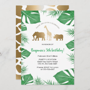 Invitation Jungle, fête d'anniversaire de safari