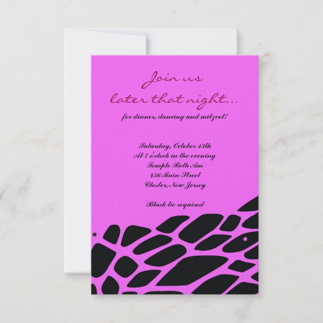 Invitation JUNGLE FEVER Bat Bar Mitzvah Party Card rose (Devant)