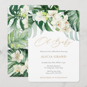 Invitation Jungle Foliage Genre Baby shower neutre