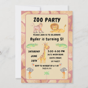Invitation Jungle Fun Attend : Enfants Zoo Party Anniversaire