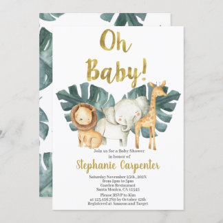 Invitation Jungle Oh Baby Safari Baby shower garçon Invitatio