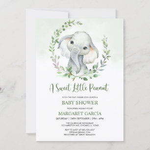 Invitation Jungle Petite arachide verdure Baby shower éléphan