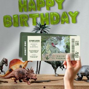 Invitation Jungle préhistorique T-rex Dinosaur Thème Annivers