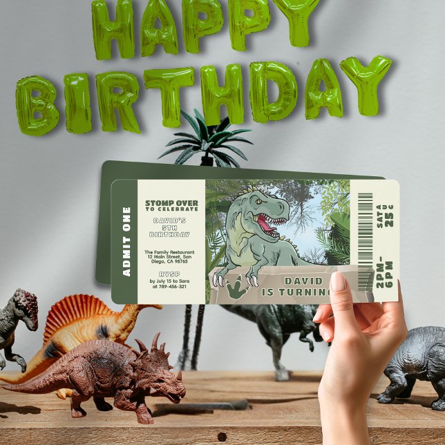 Invitation Jungle préhistorique T-rex Dinosaur Thème Annivers (Prehistorical Jungle T-rex Dinosaur Theme Birthday Invitation)